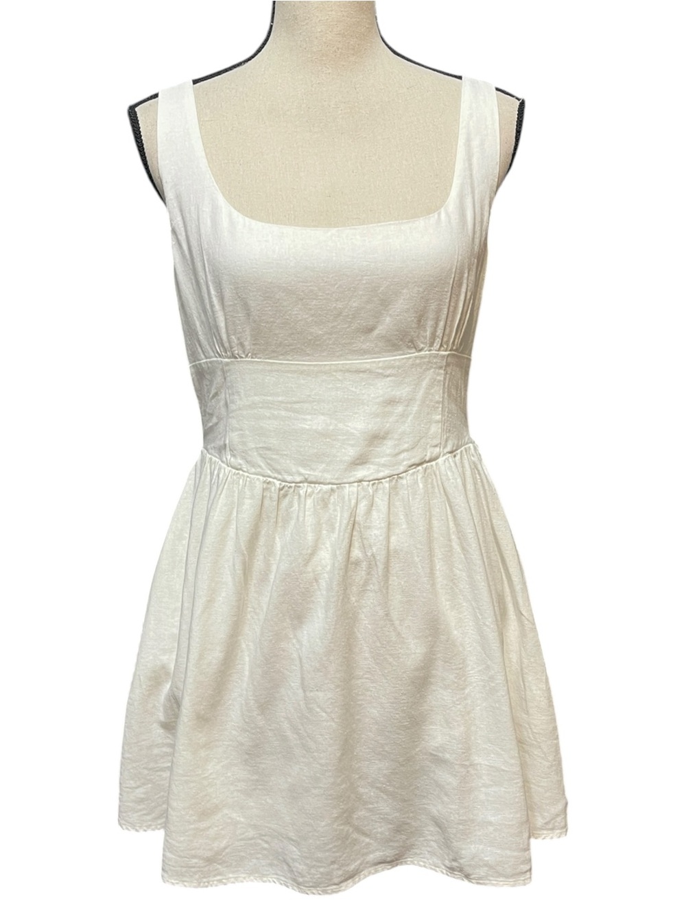 Nordstrom‎ White Linen Blend Fit & Flare Romantic Summer Coquette Doll Dress
